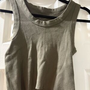 John Galt Green Fitted Crop Tank Top